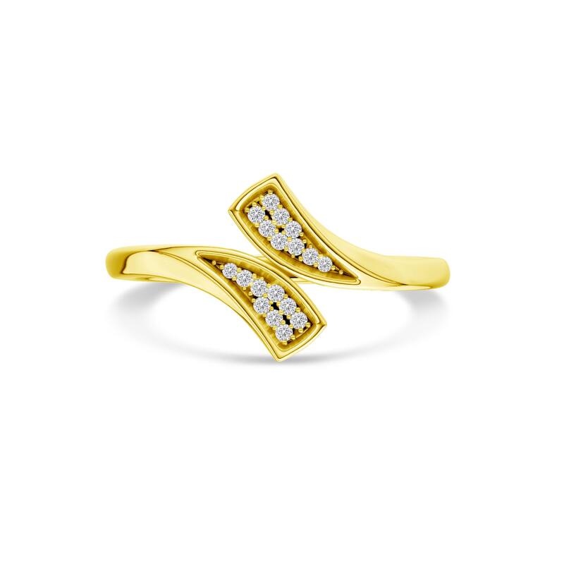1/20ct TDW Diamond Cluster Bypass Ring in 10k Yellow Gold for Women