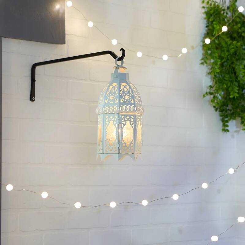 Lattice Moroccan Style Candle Lantern - 12" - White