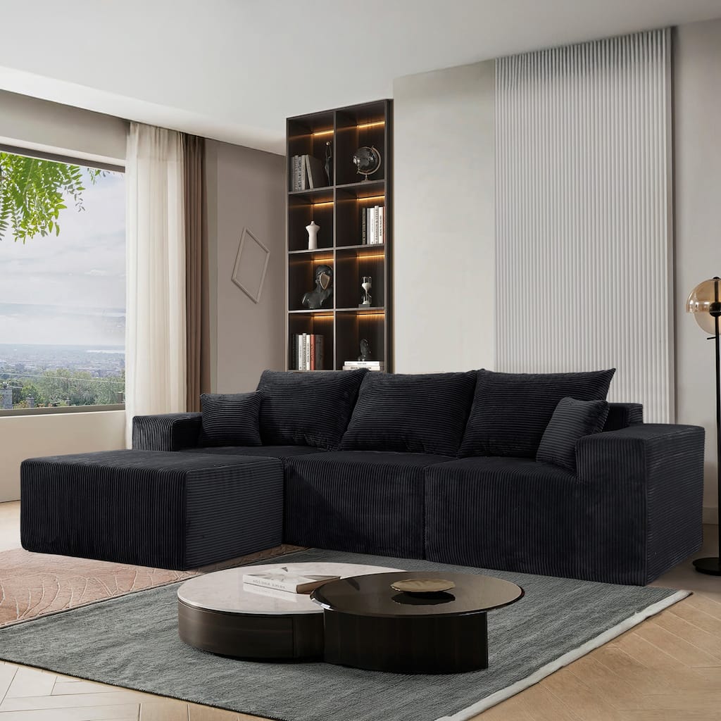 GDFStudio - 4-Piece Modular L-Shaped 100" Sectional Sofa with Chaise Lounge