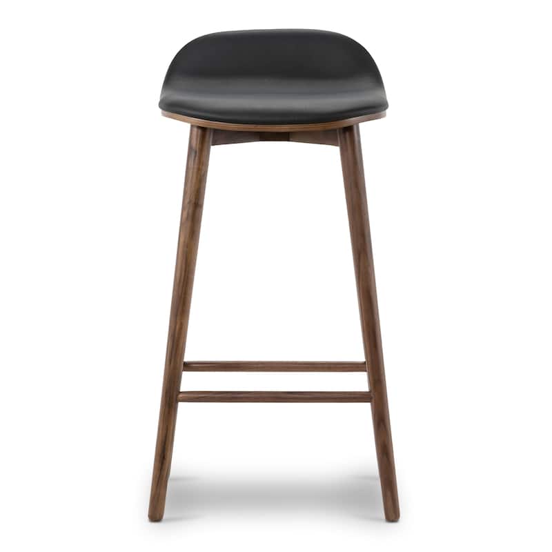 Poly & Bark Notello Leather Counter Stool - 26" Seat Height Solid Oak Wood Frame