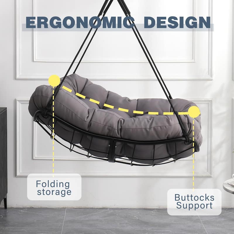 Hanging Hammock Chair Swing with Cushion for Patio, Bedroom, Courtyard