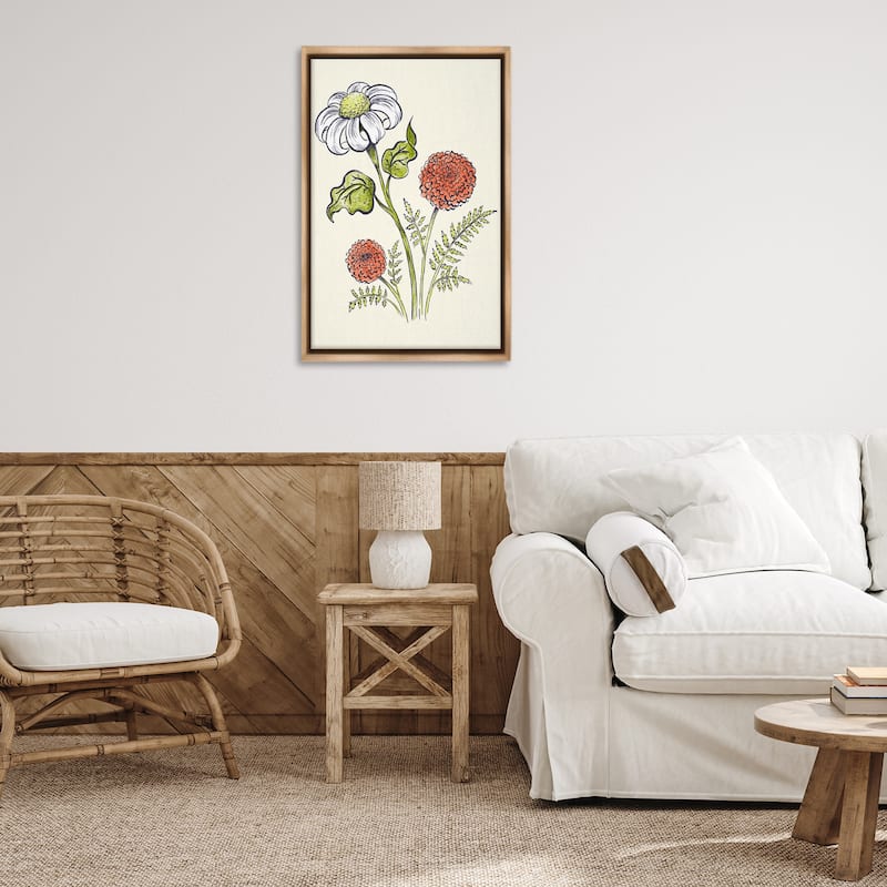 Stupell Vintage Style Garden Blossoms Framed Floater Canvas Wall Art Design By Hannah Moren