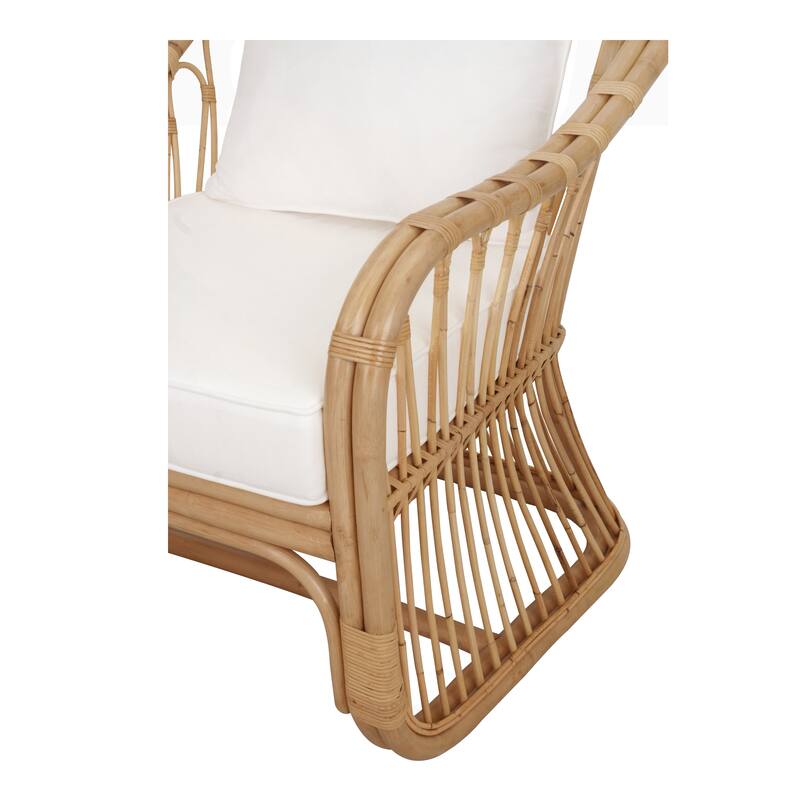 NPD Furniture Maeva Boho Upholstered Rattan Armchair with Pillow