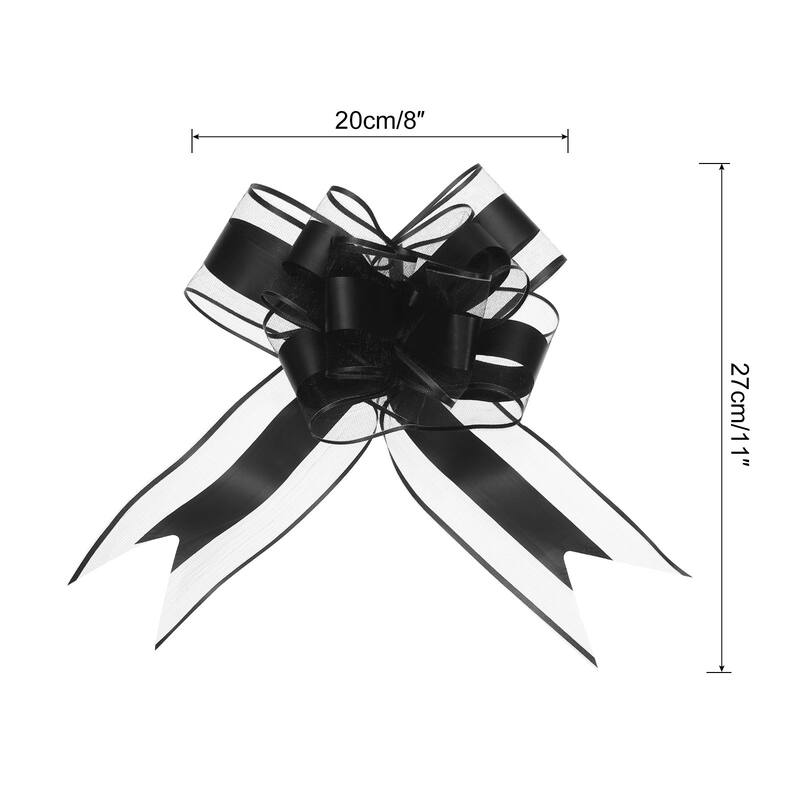 10pcs 9" Large Pull Bow Gift Wrapping Big Organza Bows Ribbon - Black - 11 Inch