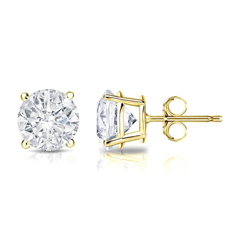 Auriya 1 1/2ctw Round Clarity-enhanced Diamond Stud Earrings 18k Gold - Yellow