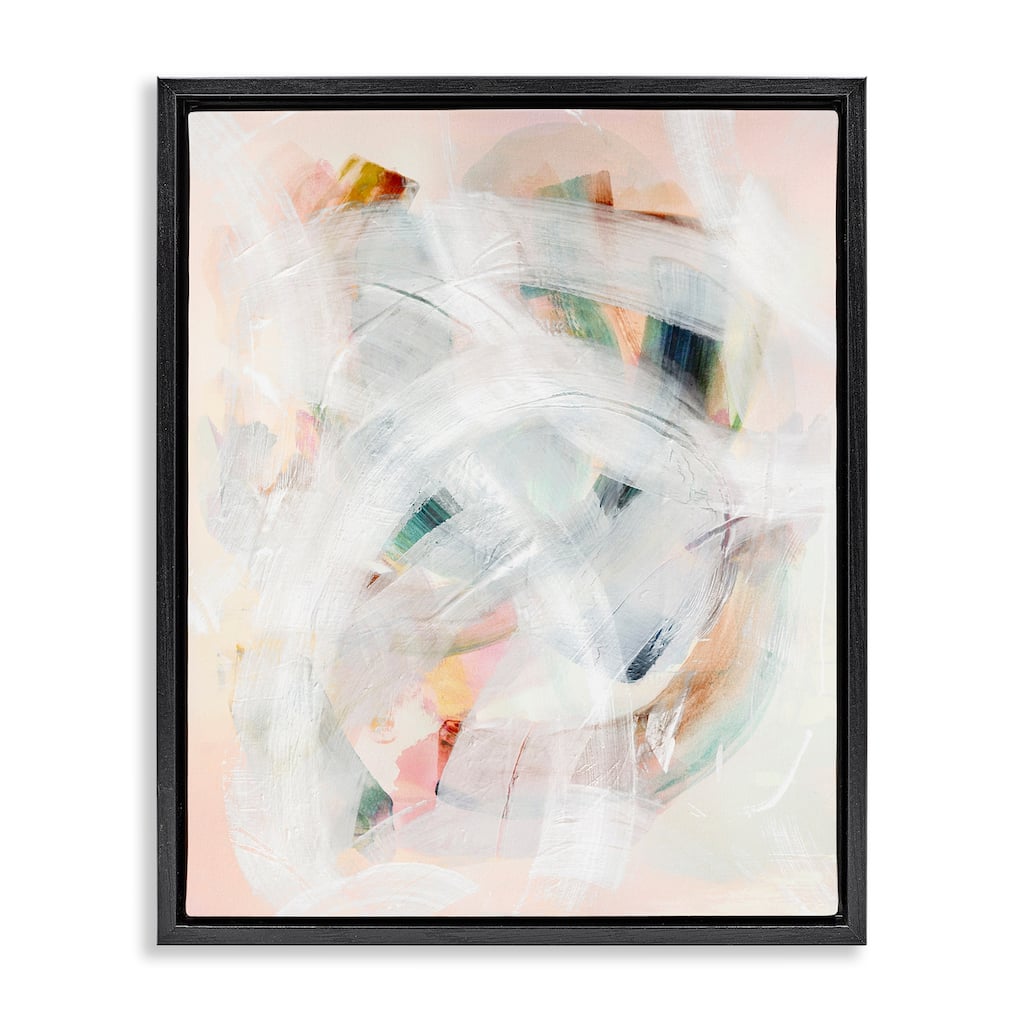 Stupell Soft Abstraction with Curved Lines Framed Floater Canvas Wall Art Design By Gemma Bardot