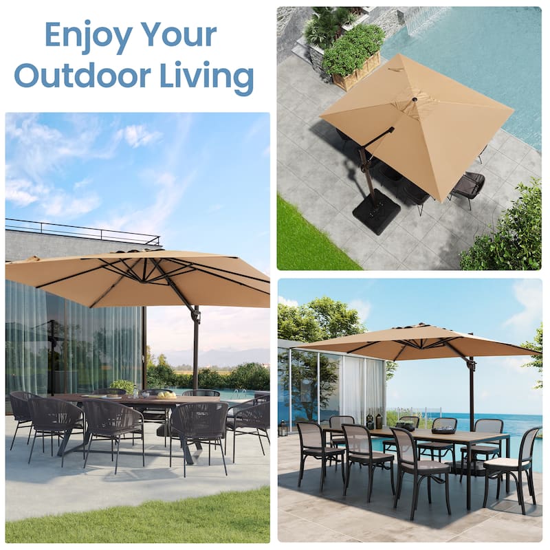 Pellebant 9 FT x 12 FT Outdoor Patio Cantilever-Offset Umbrella with Base