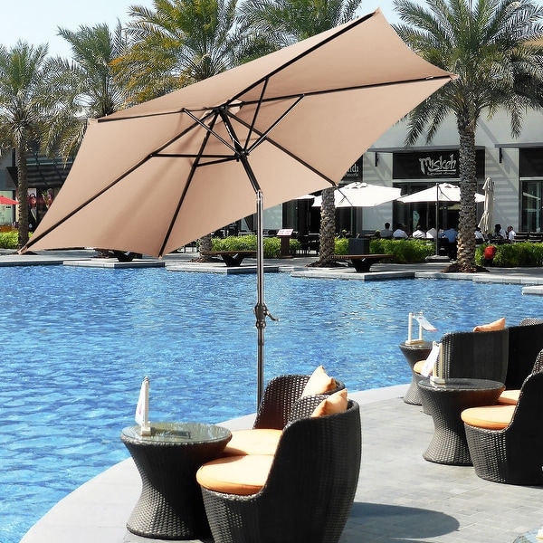 Costway 9FT Patio Umbrella Patio Market Steel Tilt W/ Crank Outdoor