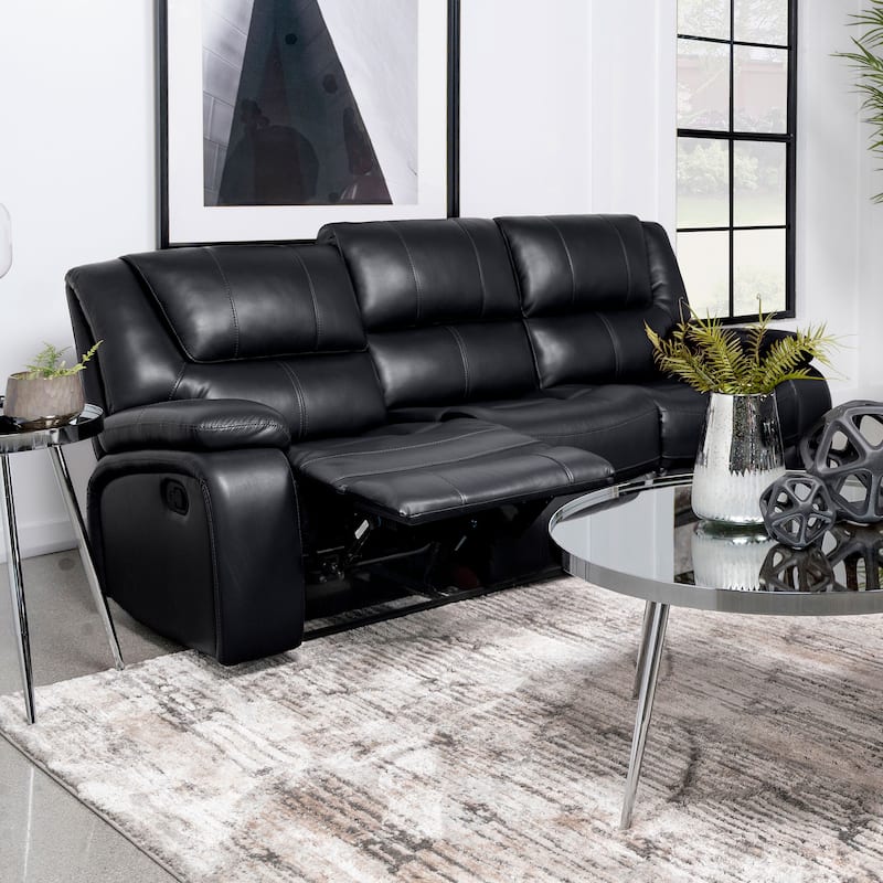Camila Transitional Leatherette Upholstered Motion Reclining Sofa