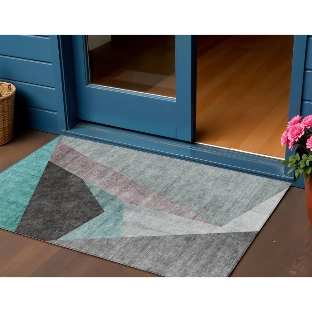 HomeRoots Abstract Transitional Rectangle Outdoor Rug