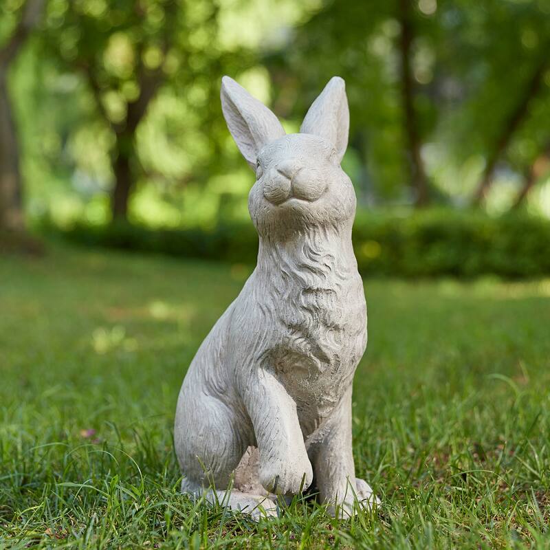Glitzhome 18"H MGO Cute Sitting Rabbit Garden Statue Decoration