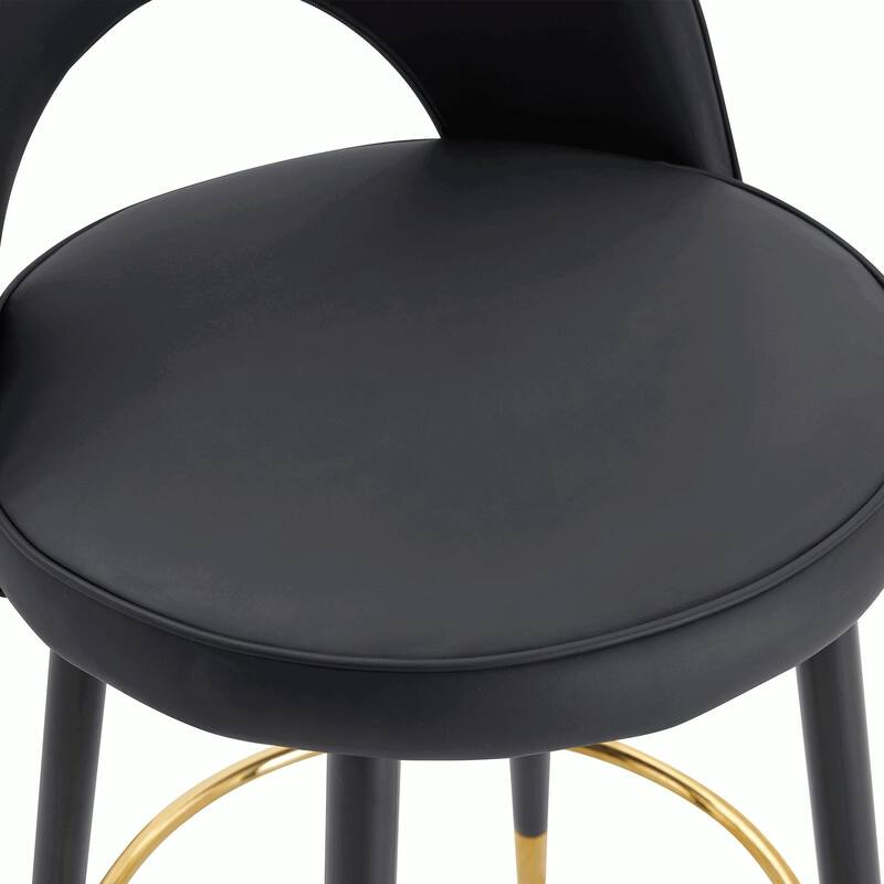 360° Rotatable Bar Chair with Modern PU Upholstery and Metal Legs