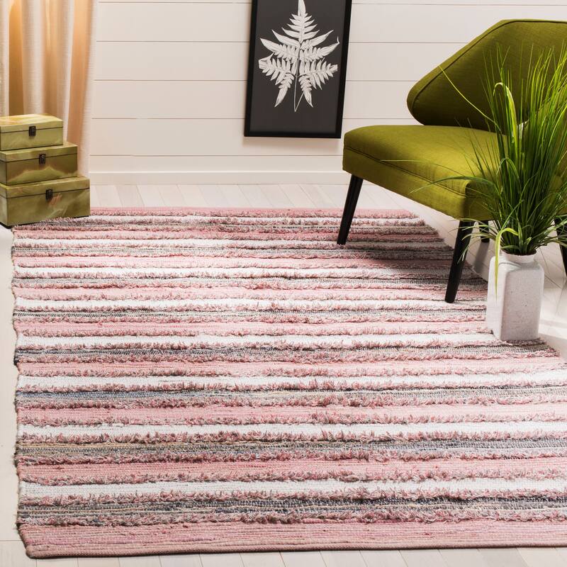 SAFAVIEH Handmade Flatweave Montauk Mridalini Casual Cotton Rug - 5' x 8' - Pink/Multi