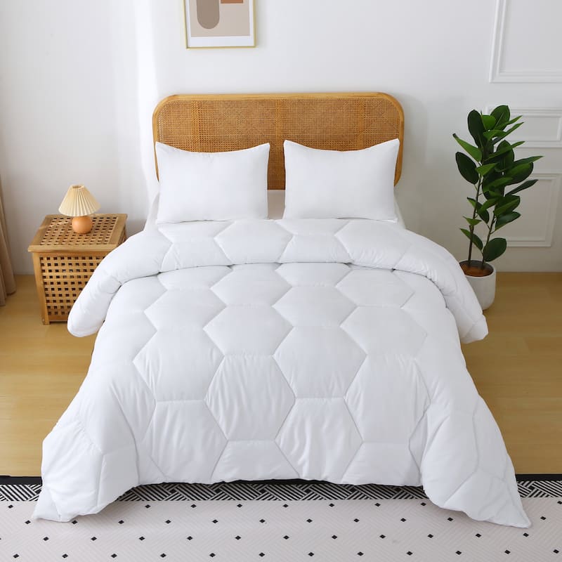 Better Style Home Microfiber Honeycomb Comforter Sets - White - Twin