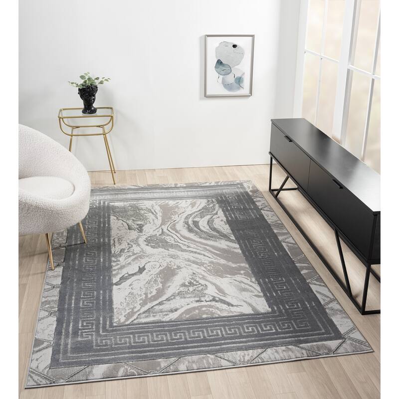 Ksamil Collection Abstract Border Area Rug