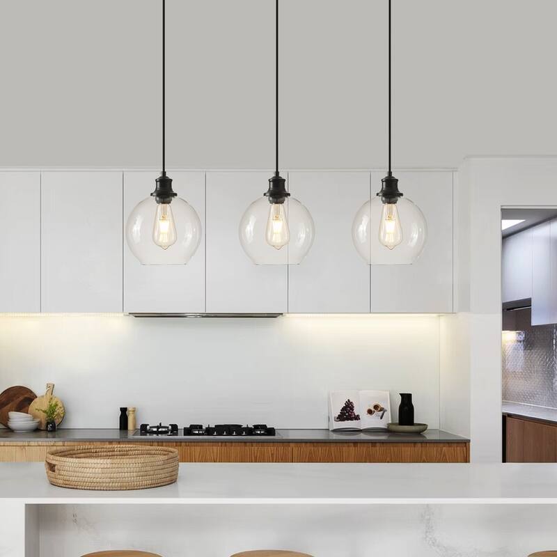 Starsky 3/5 Light Modern Linear Chandelier Cluster Kitchen Island Light with Glass Globe Shade