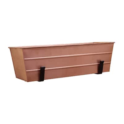 Achla Designs Medium Galvanized Steel Flower Box Planter With Wall Brackets, 24 Inch Wide