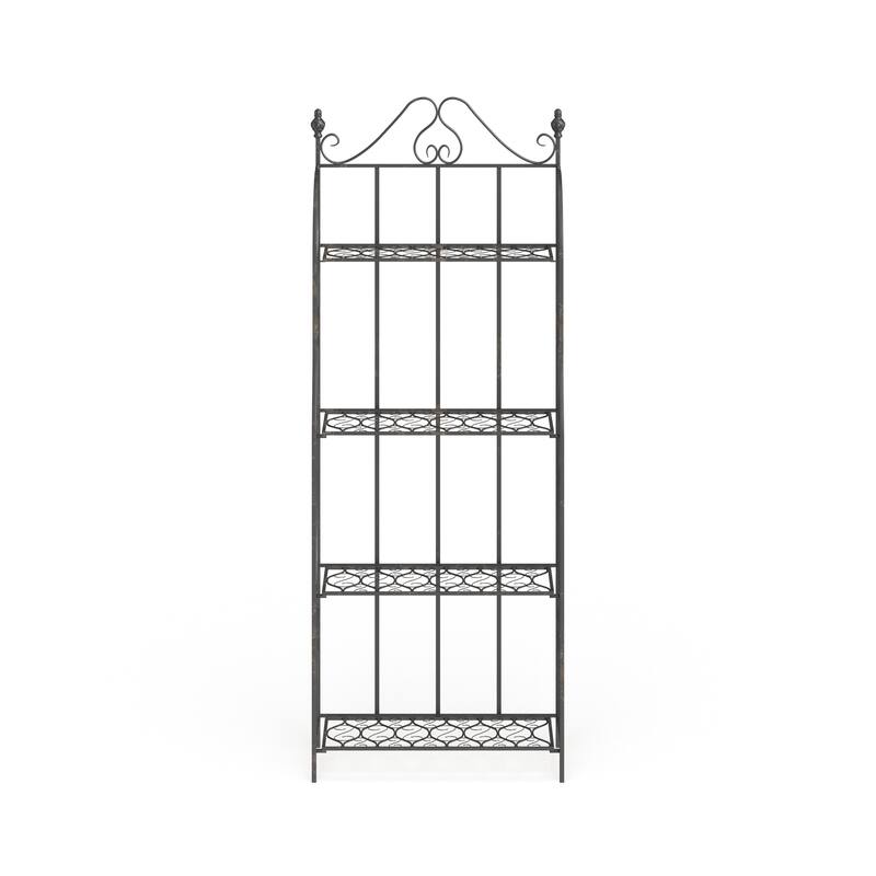 Black Metal Indoor Outdoor Tall Folding 4 Shelf Scroll Bakers Rack
