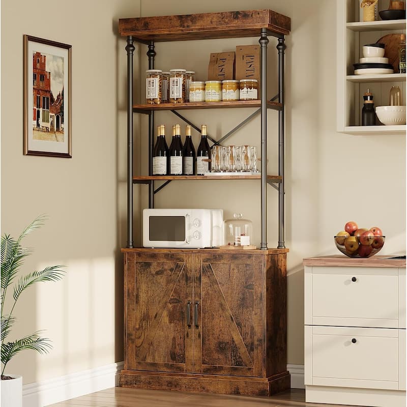 Industrial Floor Standing Bookcase with Storage for Home Office, Living Room & Bedroom