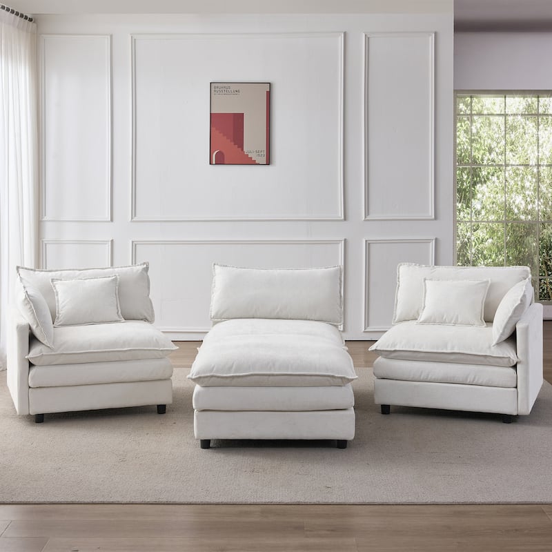 105" Modular Sectional Couch,3 Seater with Ottoman L Shape Sofa