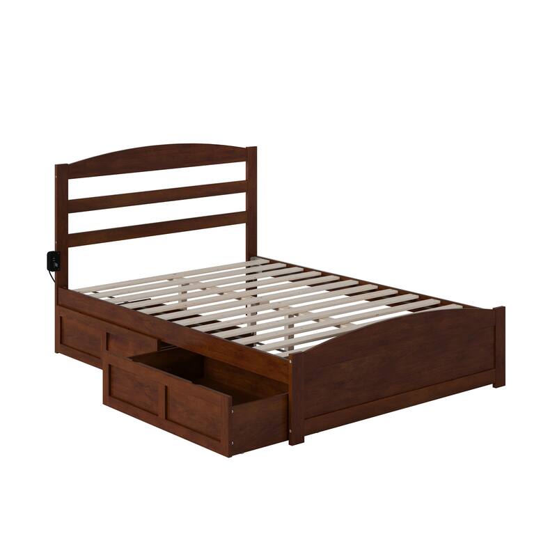 Warren Platform Bed with Footboard and 2 Storage Drawers