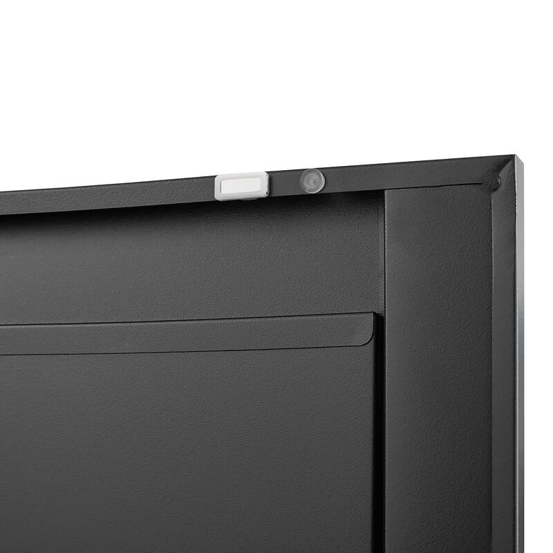 Anmytek Black 2-Door Storage Cabinet with Adjustable Shelves Anti-Tipping Magnetic Closure