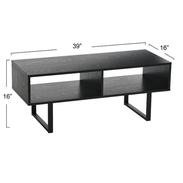 dimension image slide 3 of 4, Household Essentials Rectangular TV Stand Coffee Table and Storage - 15.8"L x 39.4"W x 15.8"H