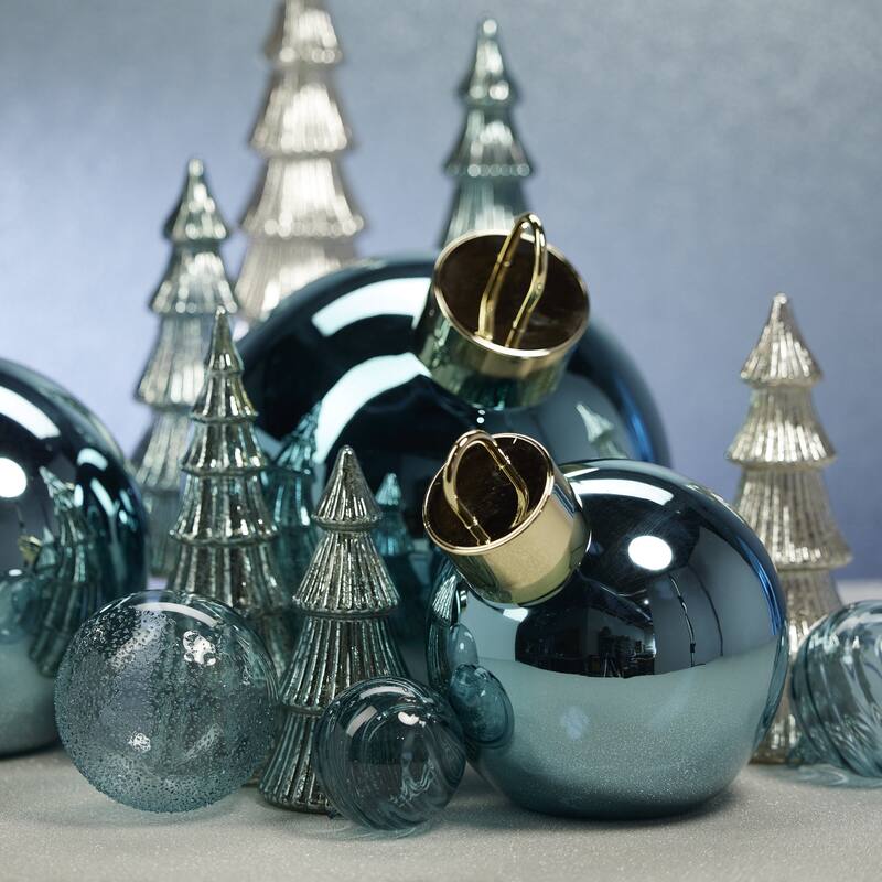 LED Oversized 11.75" Blue Glass Ball Ornament - 11.75