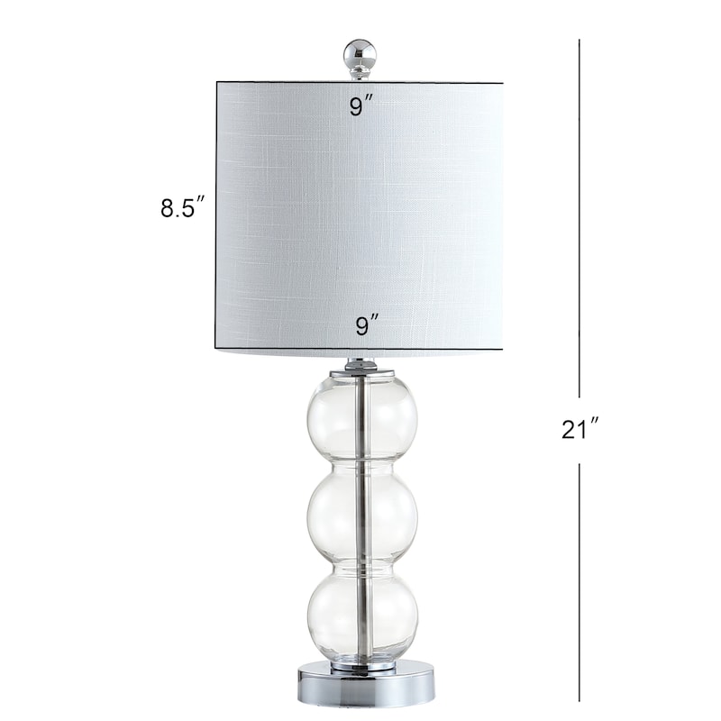 Wilson 21" Glass/Metal LED Table Lamp, White/Brass Gold by JONATHAN Y