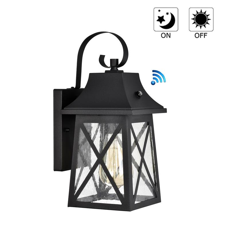 Dusk to Dawn Outdoor Wall Sconce - 2 Pack Farmhouse in Matte Black Finish - 13*6*7