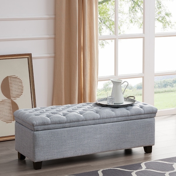Light grey clearance storage ottoman