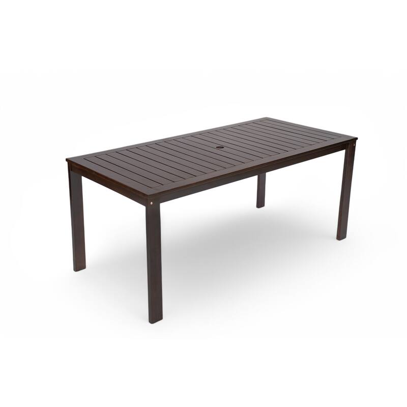 7-Piece Outdoor Acacia Wood Dining Set with Removable Cushions, Rectangular Table and Armchairs