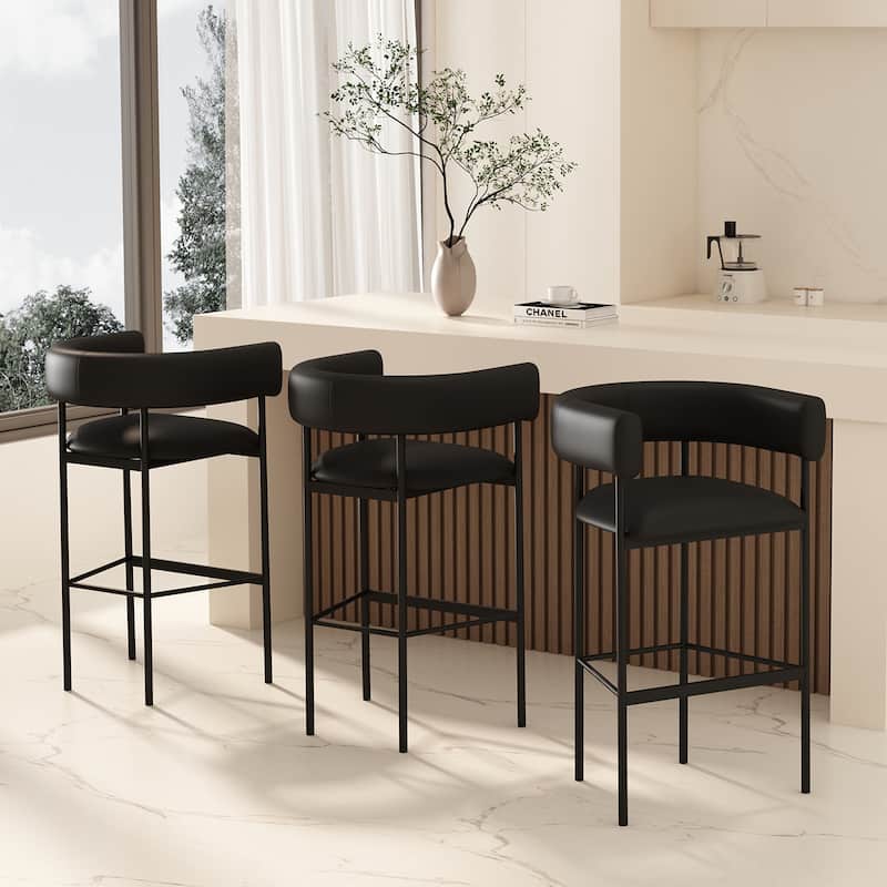 Onda Vegan Leather Metal Upholstered Barstool