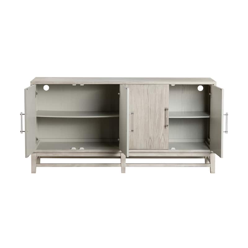 68 in. Cream Solid Wood 4 Door Media Credenza_Sideboard