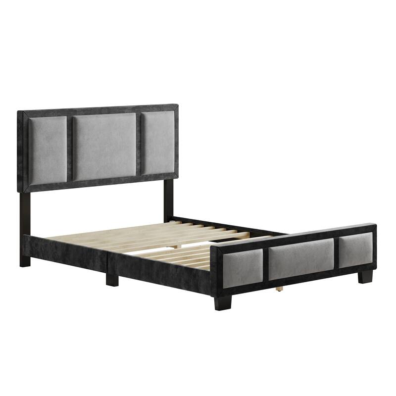 Boyd Sleep Bavaria Black and Grey Velour Platform Bed