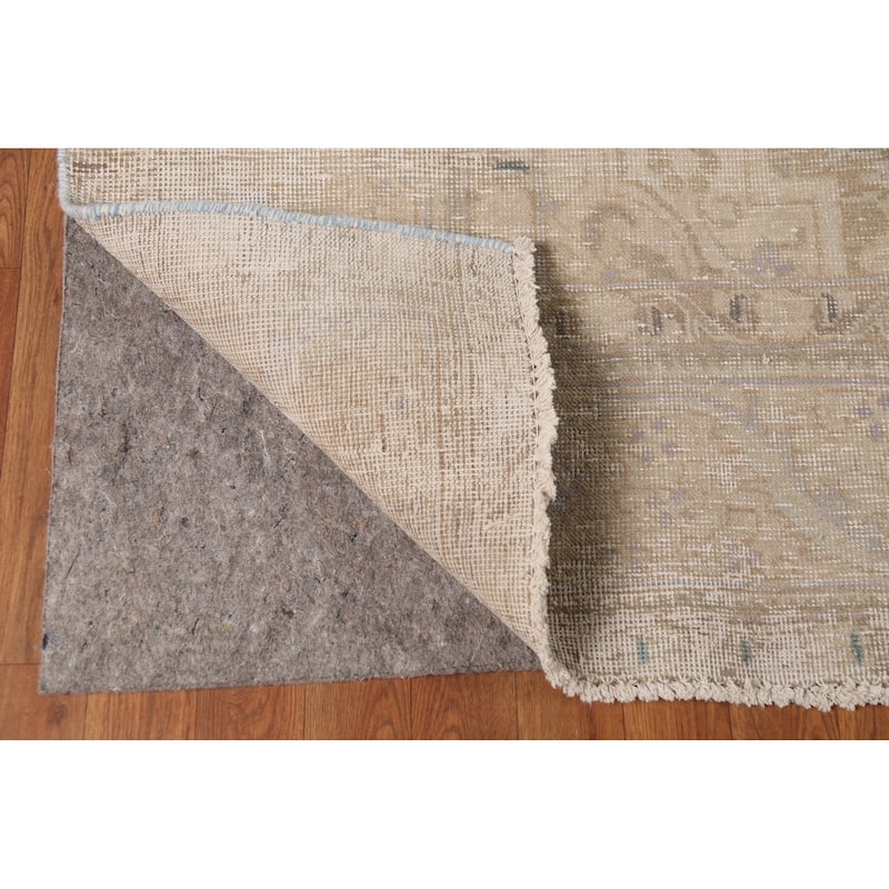 Beige Tabriz Persian Vintage Area Rug Handmade Wool Carpet - 9'1"x 13'2"