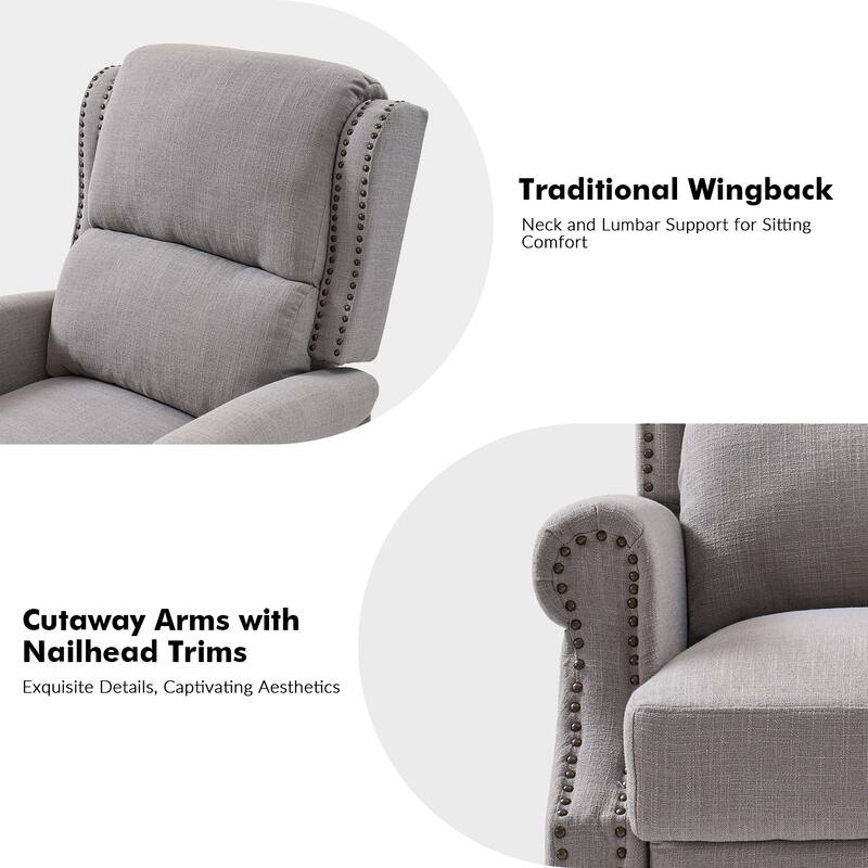 Terri Traditional Roll Arm Manual Recliner with Solid Wood Legs Set of 2 by HULALA HOME