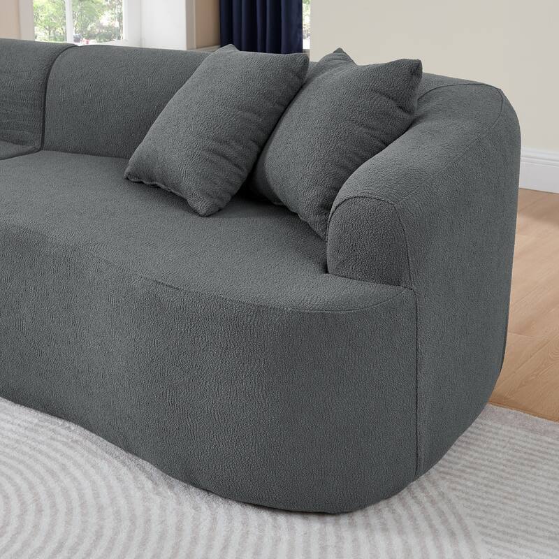 Roomfitters Curved Modular Sectional Sofa in Lamb's Wool Fabric, Modern Compressed Sofa No Assembly, Cozy for Living Room