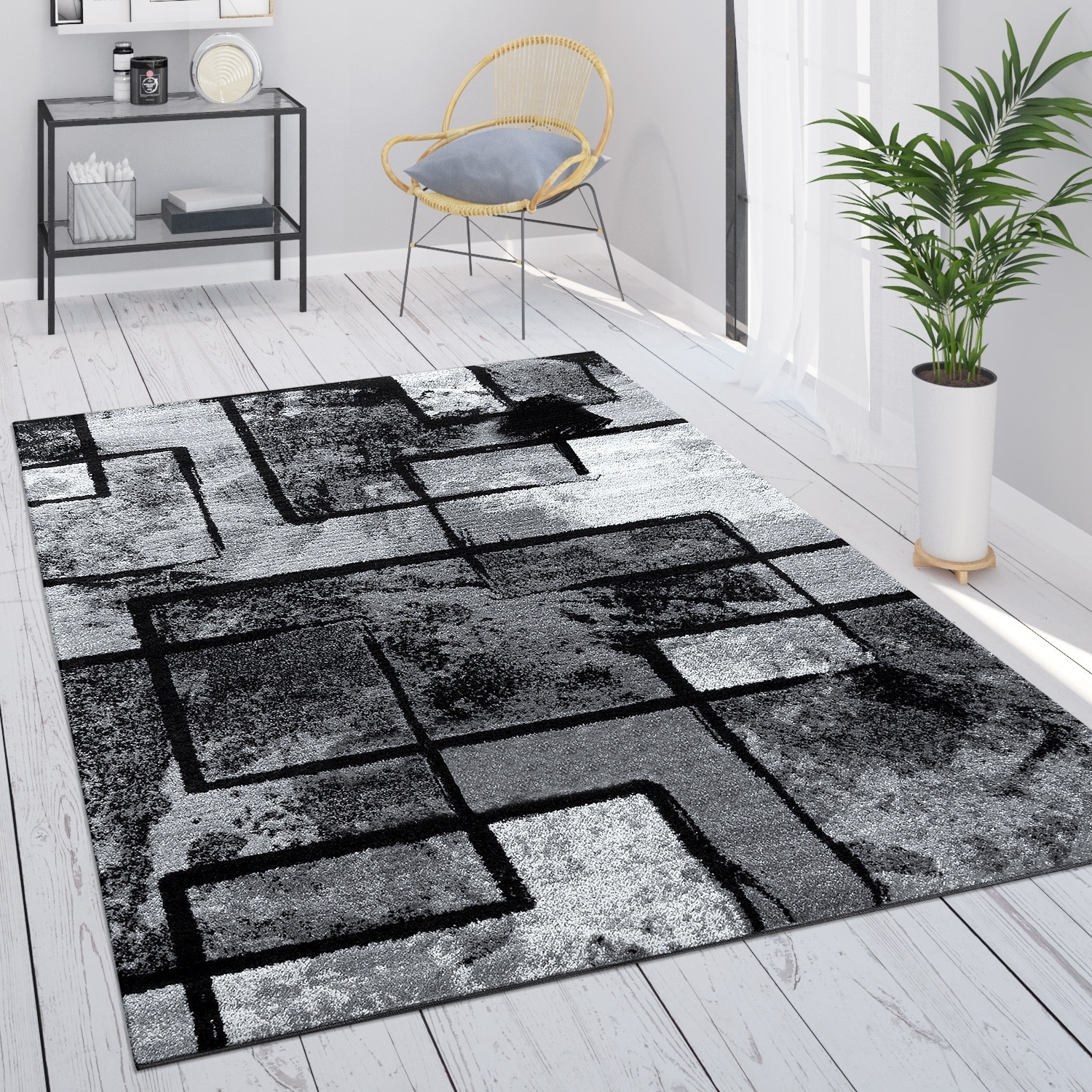 3x5 Modern Dark Gray Area Rugs for Living Room