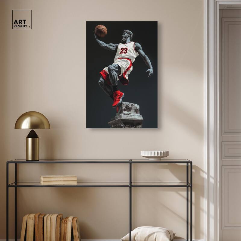 Basketball White Uniform Canvas by Art Remedy, Gallery Wrapped