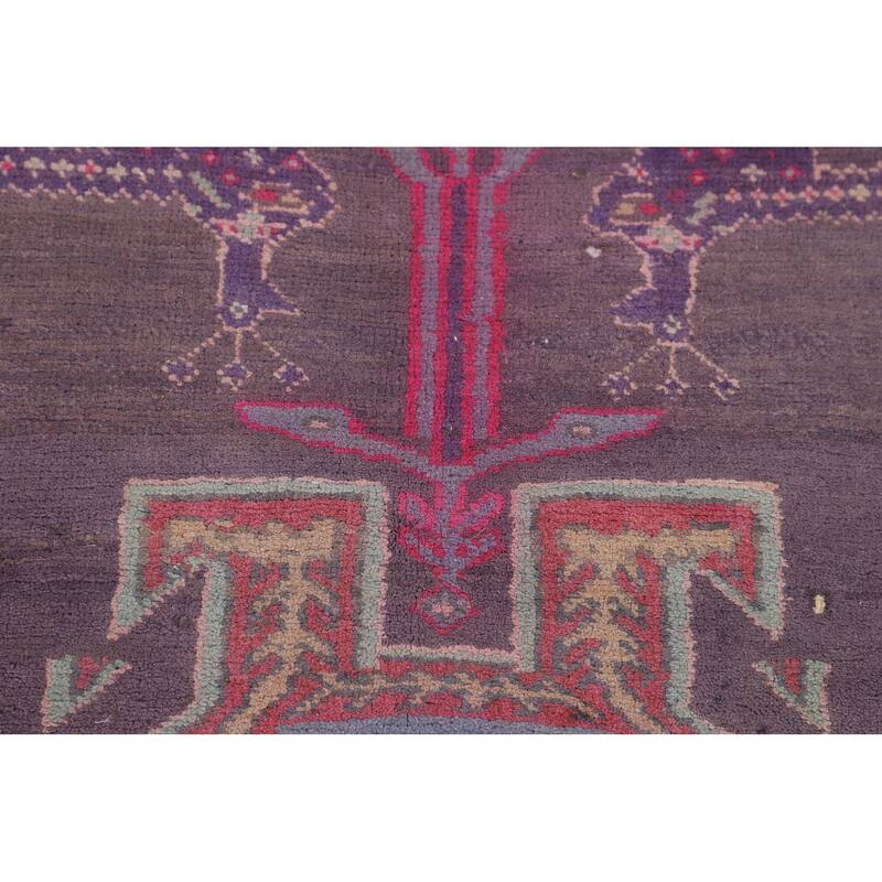 Purple Tribal Ardebil Persian Vintage Runner Rug Handmade Wool Carpet - 3'10" x 9'7"