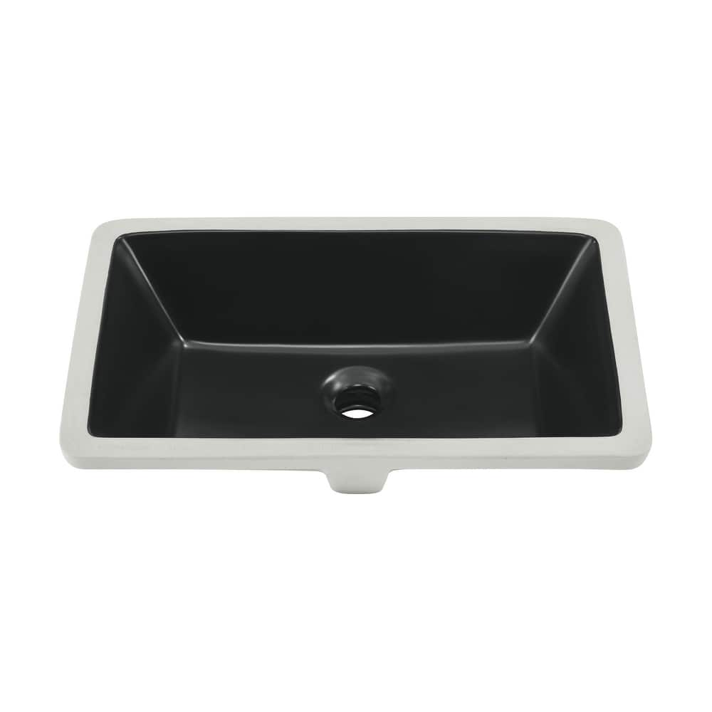 Lausanne 21" Rectangle Undermount Bathroom Sink In Matte Black - 20.85" x 13.4" 7.7"