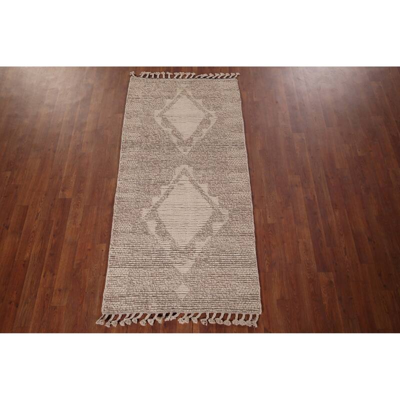 Geometric Moroccan Oriental Accent Rug Handmade Wool Carpet - 2'9"x 5'4"