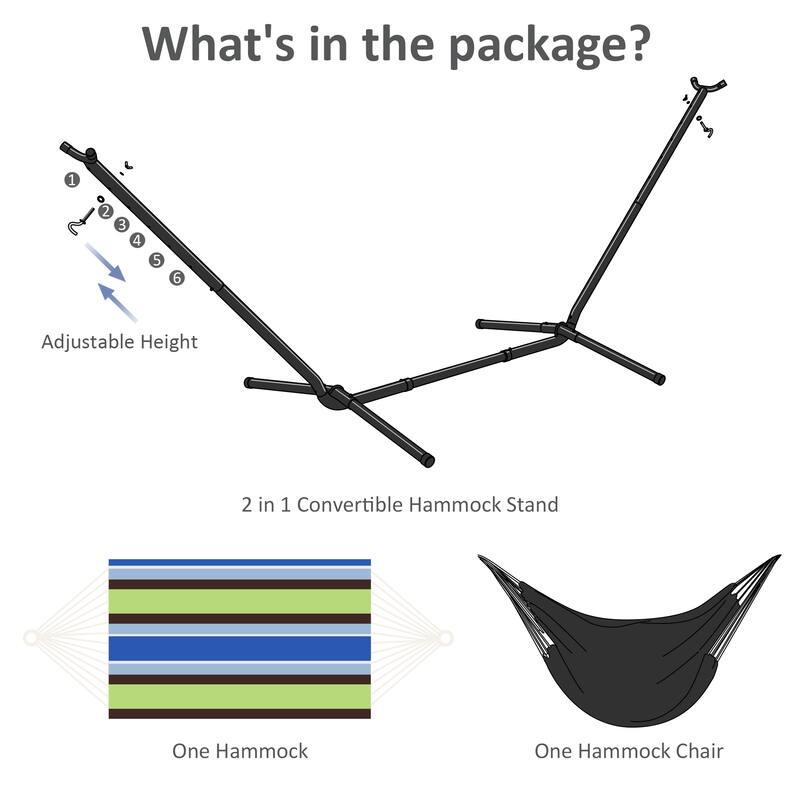 10.7 ft. 2-Person Brazilian-Style hammock with Stand - Convertible