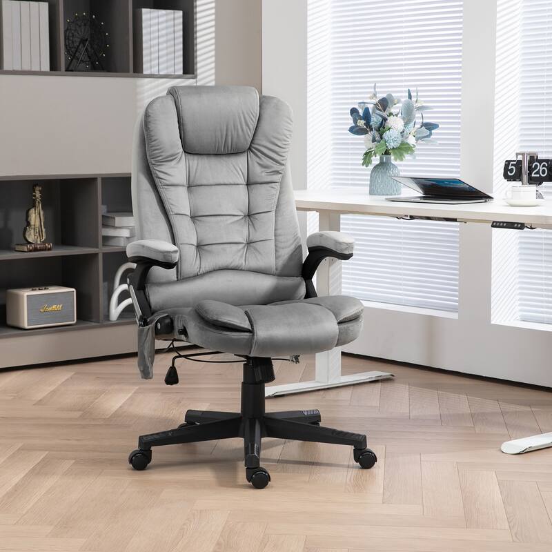 Height Adjustable Massage Office Chair with Lumbar Heating and 6 Vibration Points Swivel Wheels - 25.5"W x 28"D x 43.25"-47.25"H