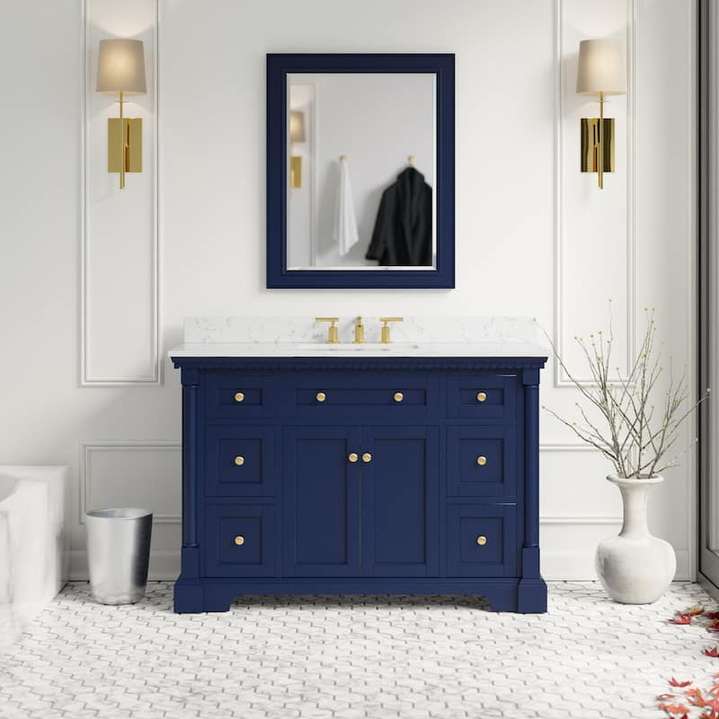 KitchenBathCollection Sydney 48" Bathroom Vanity with Engineered Marble Top - Royal Blue