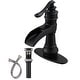 preview thumbnail 9 of 36, Vibrantbath Waterfall Bathroom Sink Faucets Deck Mount Lavatory With Overflow Pop Up Drain - Black