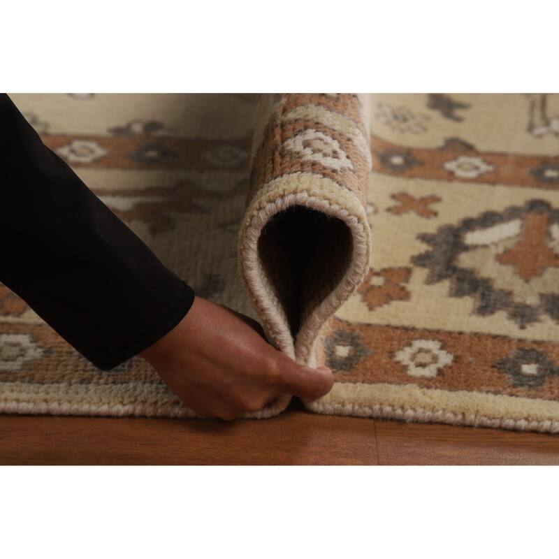 Oushak Indian Area Rug Handmade Grey Wool Carpet - 8'11" x 11'10"