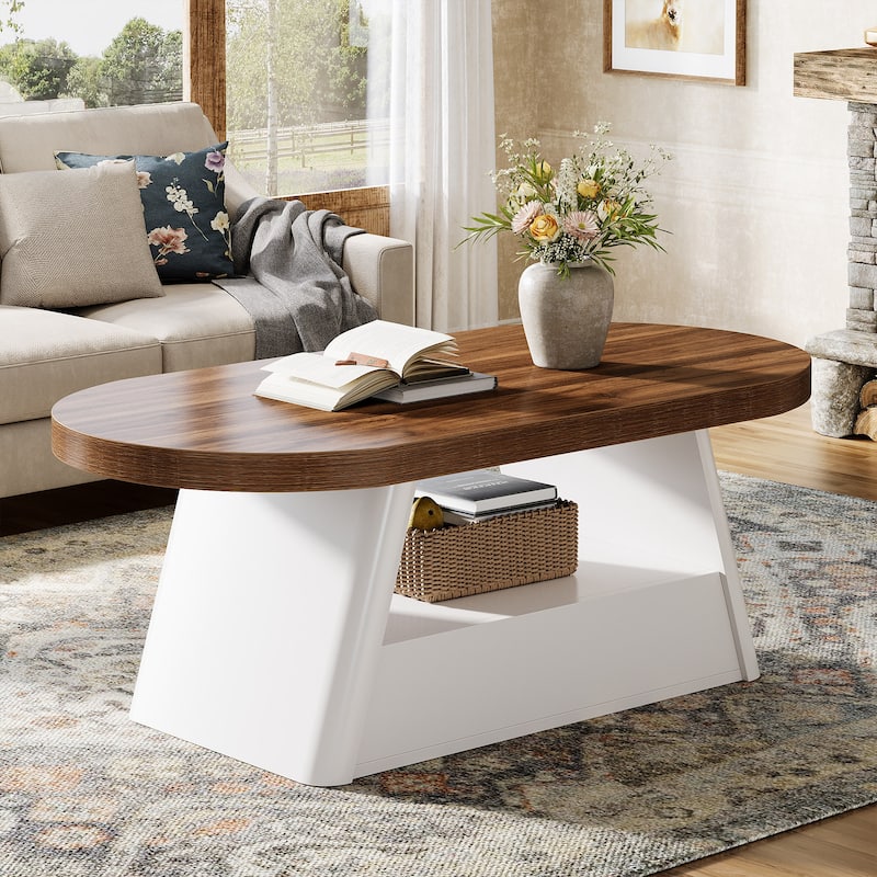 Modern Coffee Table for Living Room Center Cocktail Tea Table - 23.62" D x 47.24" W x 17.72" H