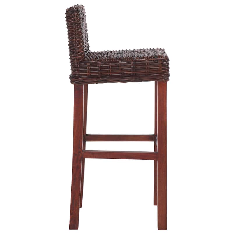 SAFAVIEH Tana -30 Inch Thomas Indoor Wicker Brown Bar Stool - 17.7" x 17.7" x 37.4" - 18Wx18Dx37H